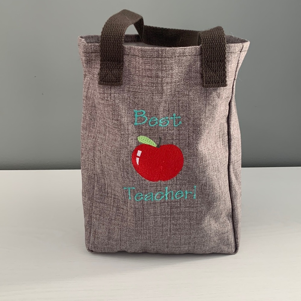 “Best Teacher” Lunch Tote with Water Bottle Pouch
